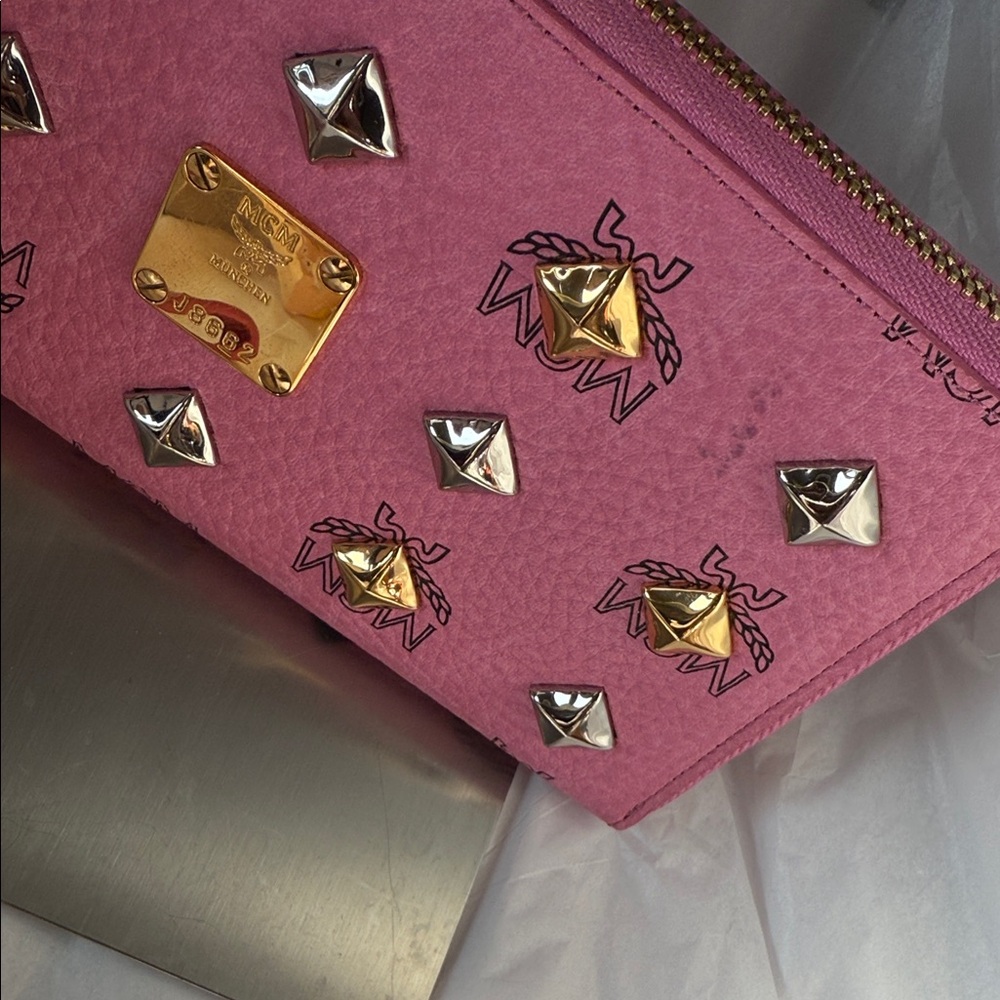 MCM Pink Wallet with Gold and Silver Studs - Picture 4 of 16